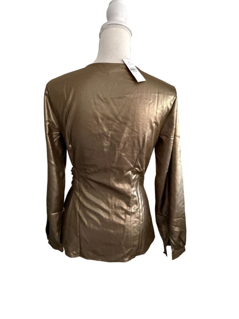 ANN TAYLOR Bronze Gold Long Sleeve Wrap Top Size 4 NEW NWT - Picture 5 of 7